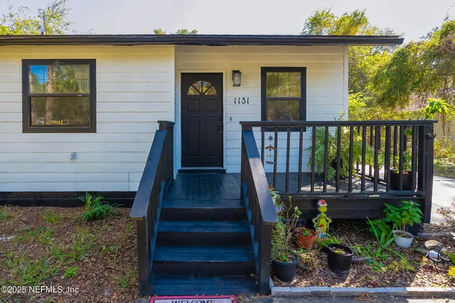 a view of a door front of house