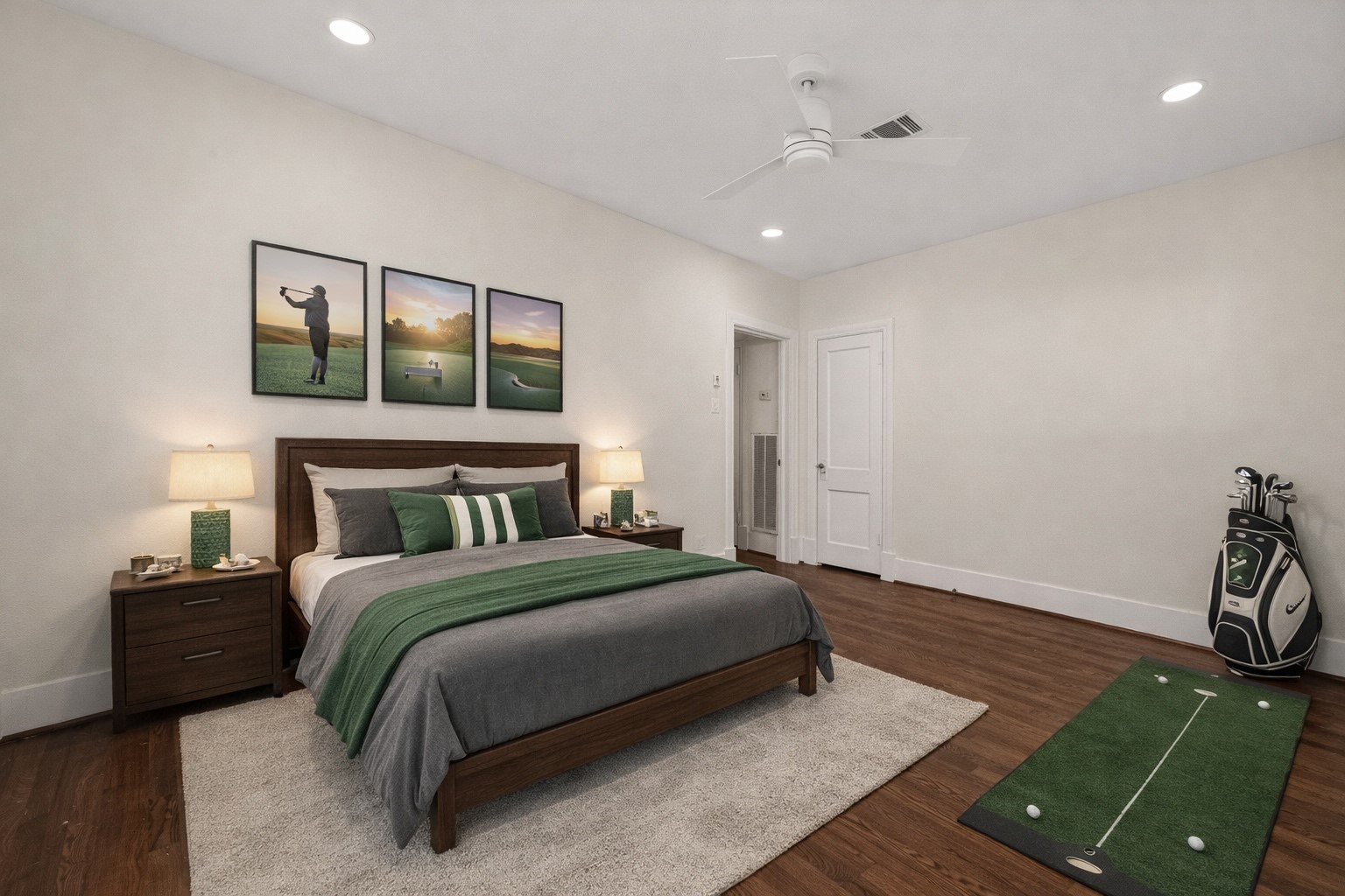 2417 Ruth Street Houston, TX 77004 - Photo 18 of 33 a bedroom with a bed and a chandelier