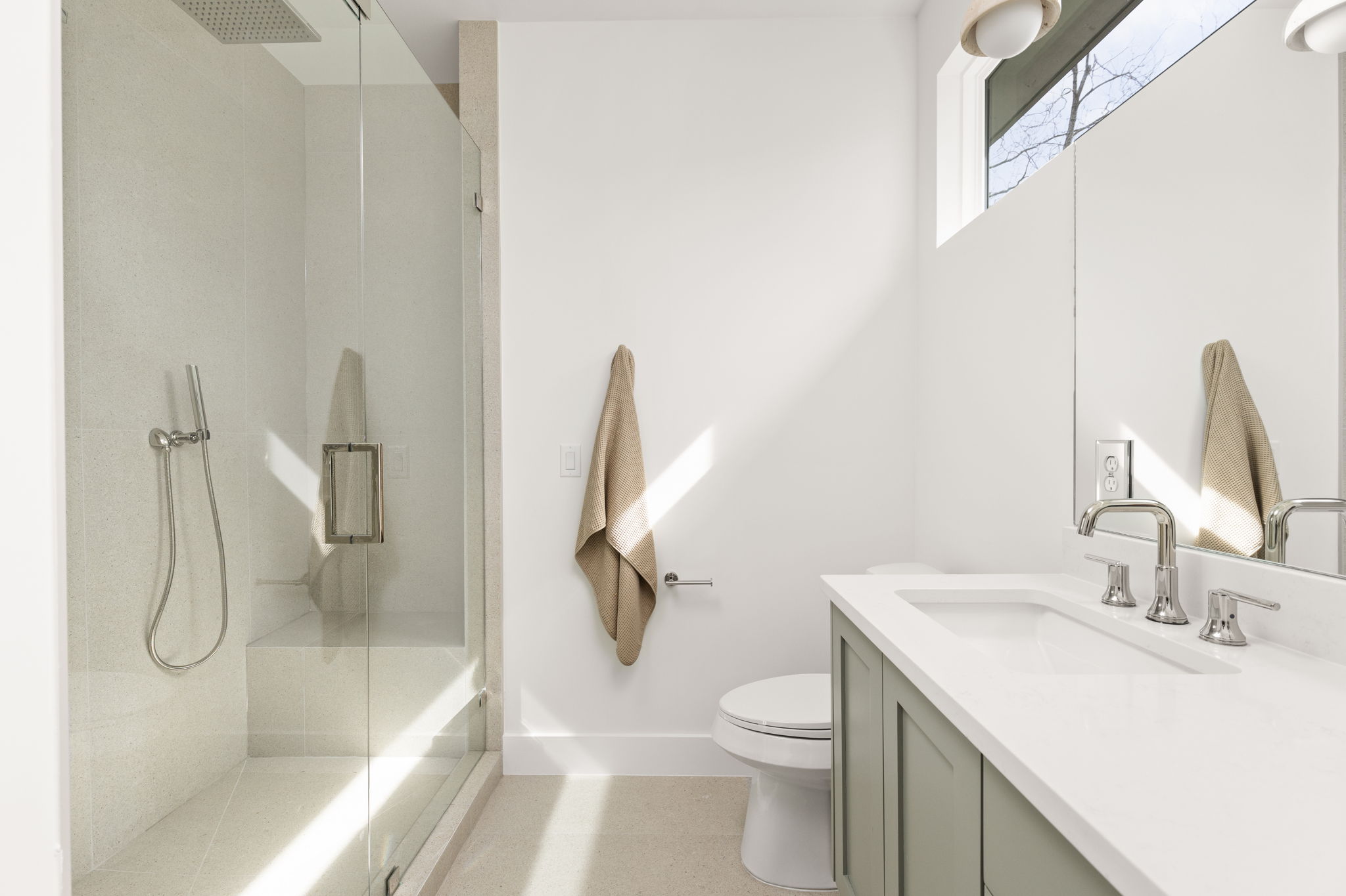 2910 East 4th Street Austin, TX 78702 - Photo 24 of 39 a bathroom with a granite countertop sink toilet and shower