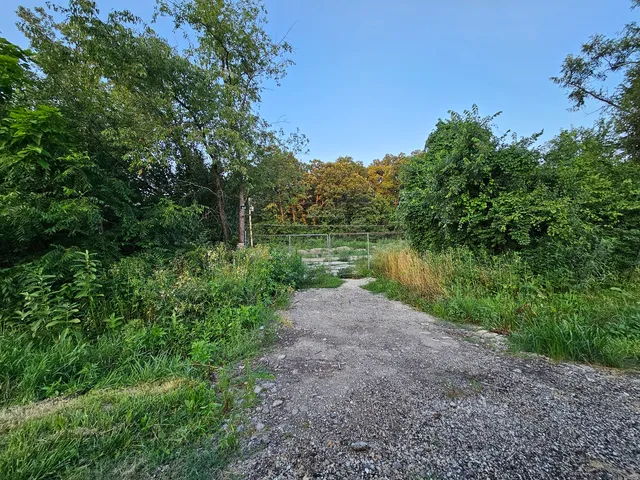 a view of a lake with a yard