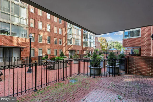 a view of a building from a balcony