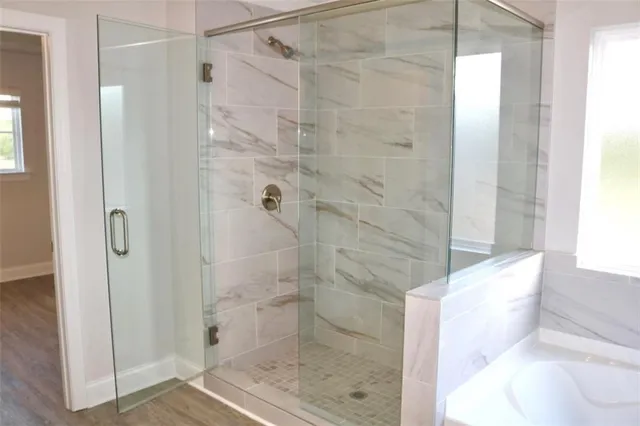 a bathroom with a shower