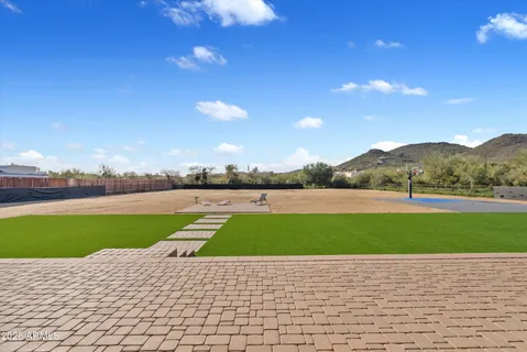 a view of a swimming pool with a garden