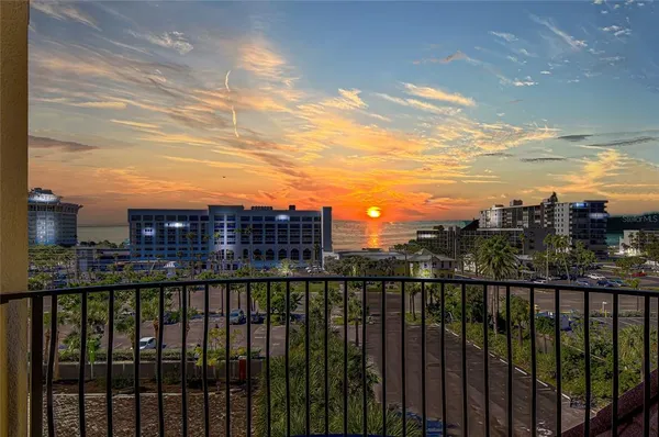 a view of city from a balcony