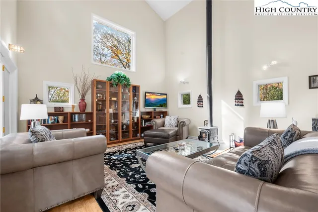 a living room with furniture and a couch