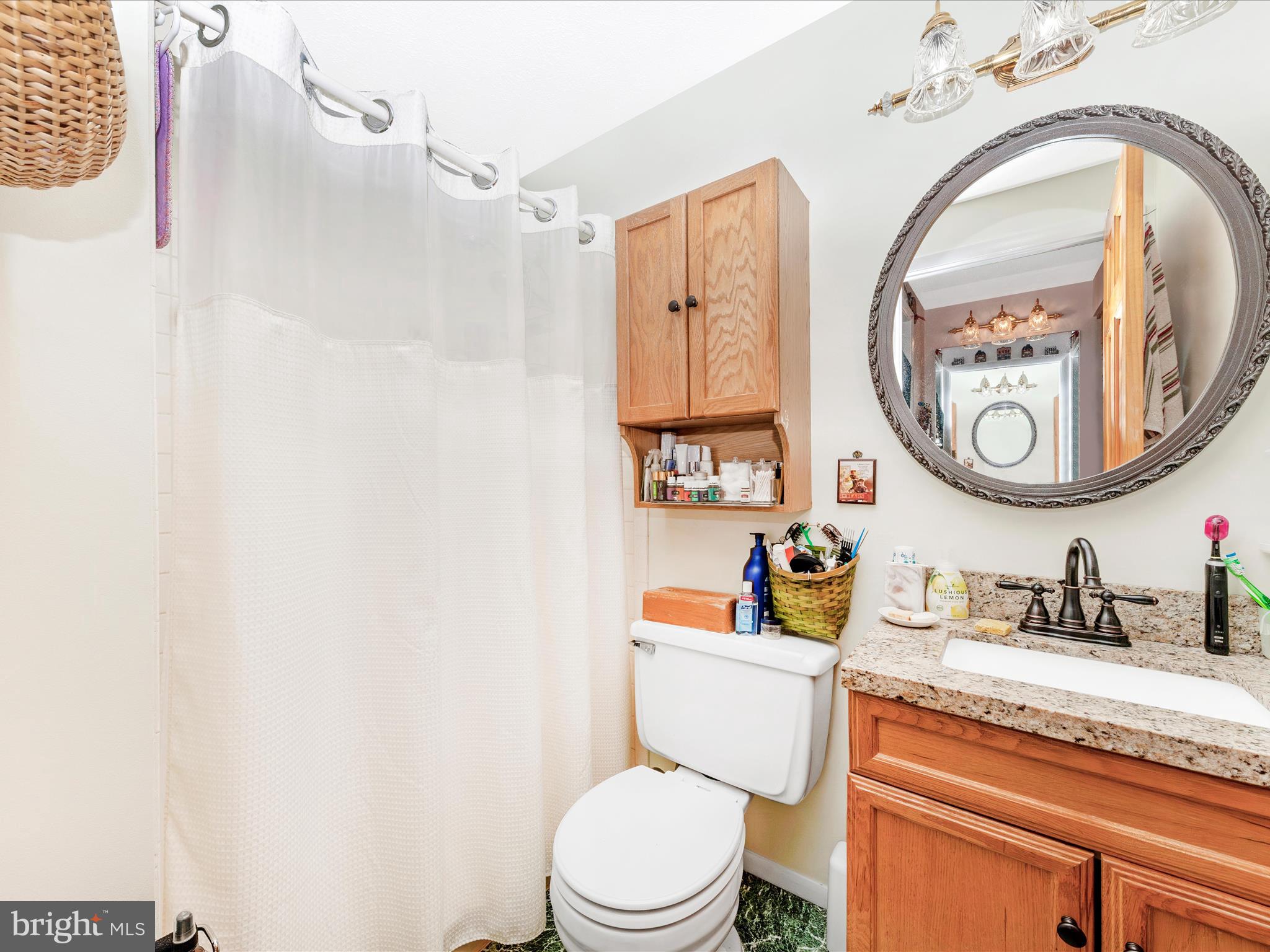 5903 Char Leigh Circle Frederick, MD 21703 - Photo 35 of 62 a bathroom with a toilet a sink and a mirror