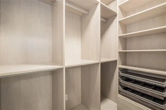 a close up view of closet