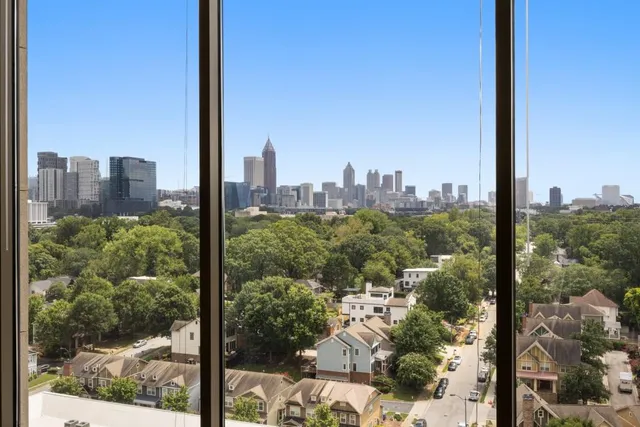 a view of a city from a window