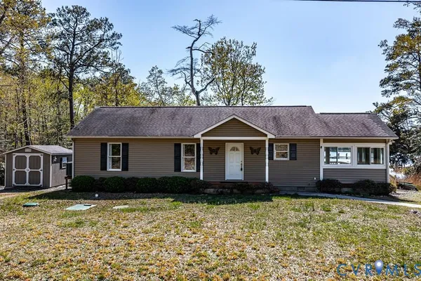 a view of a lake from a yard