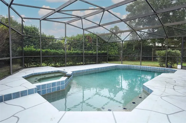 a backyard of a house with lots of green space and fog