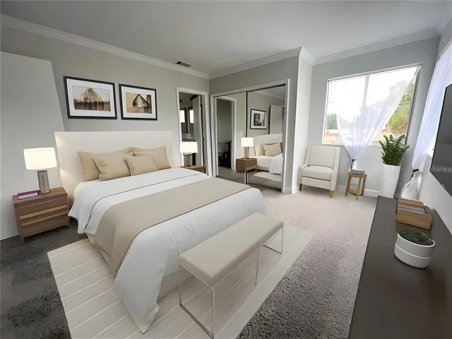 a view of a garden with a patio