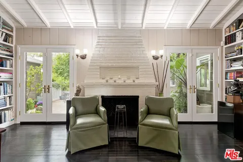 a view of a porch with furniture