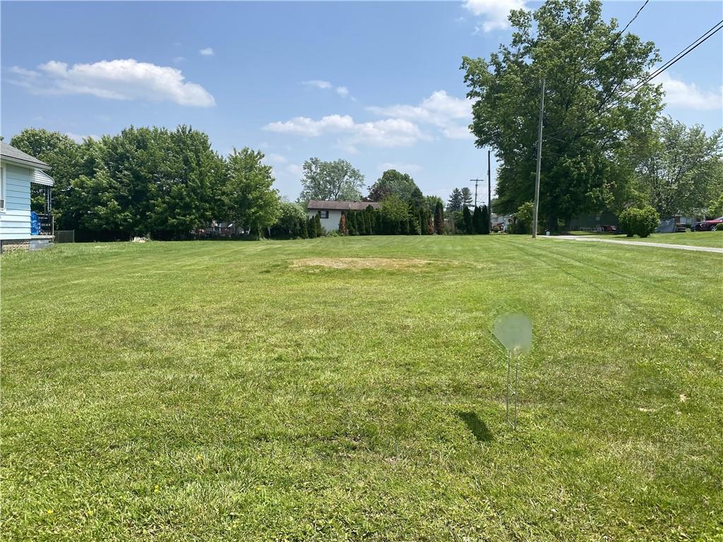 a view of a field with an trees