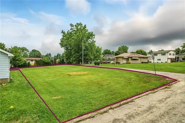 a view of field with grass and a small yard