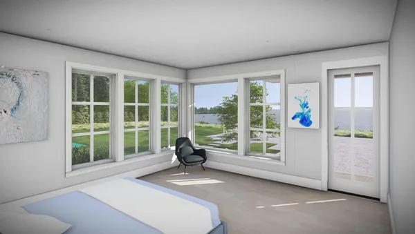 a living room with a couch and a window