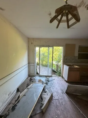 a room with a large window