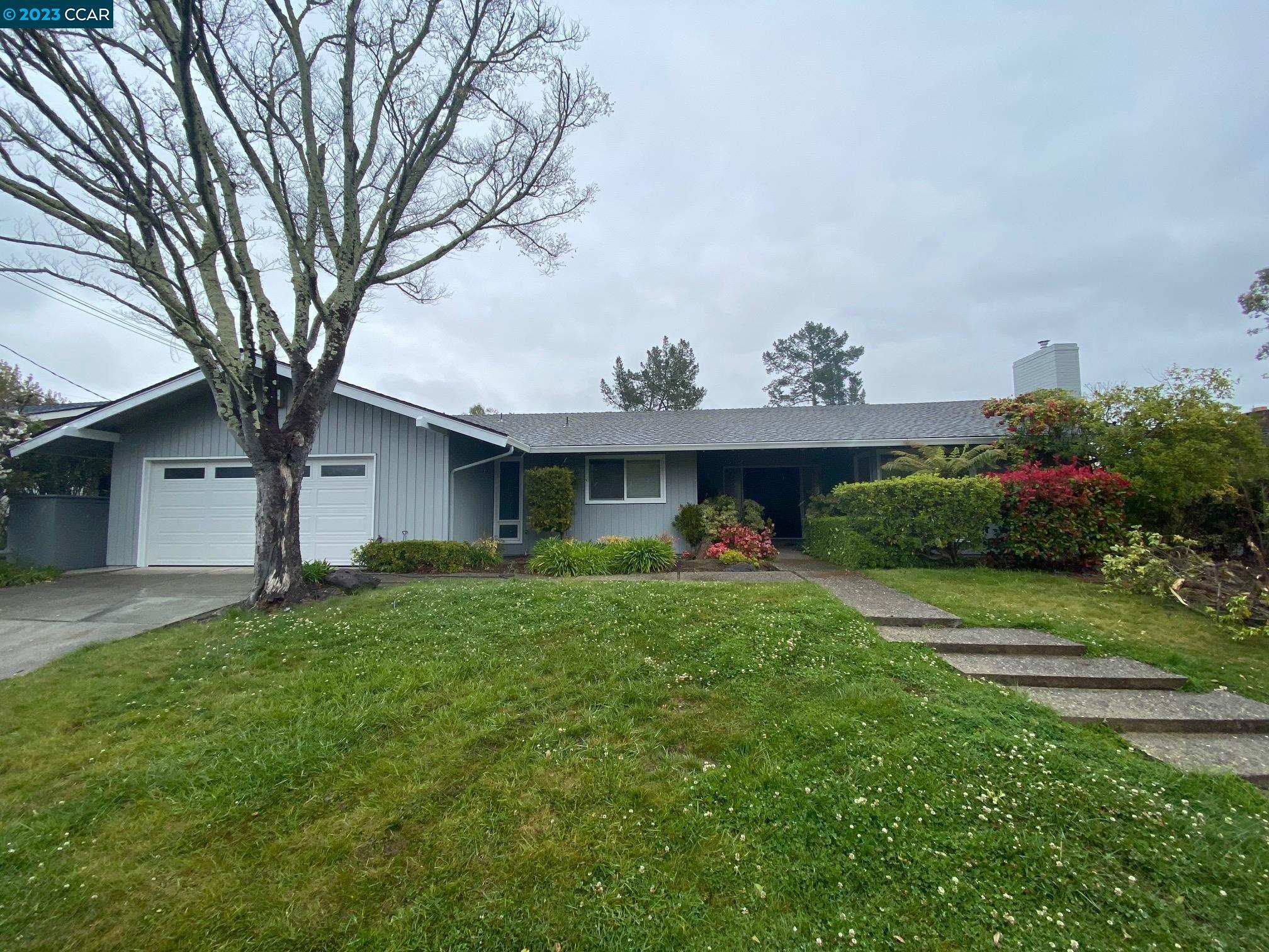 a view of a house with a back yard