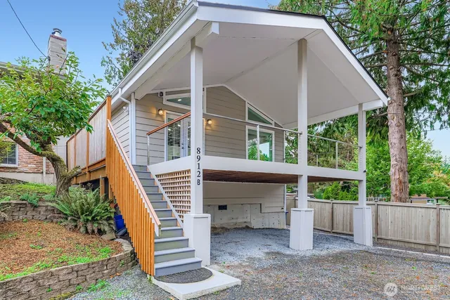 a front view of a house with a balcony