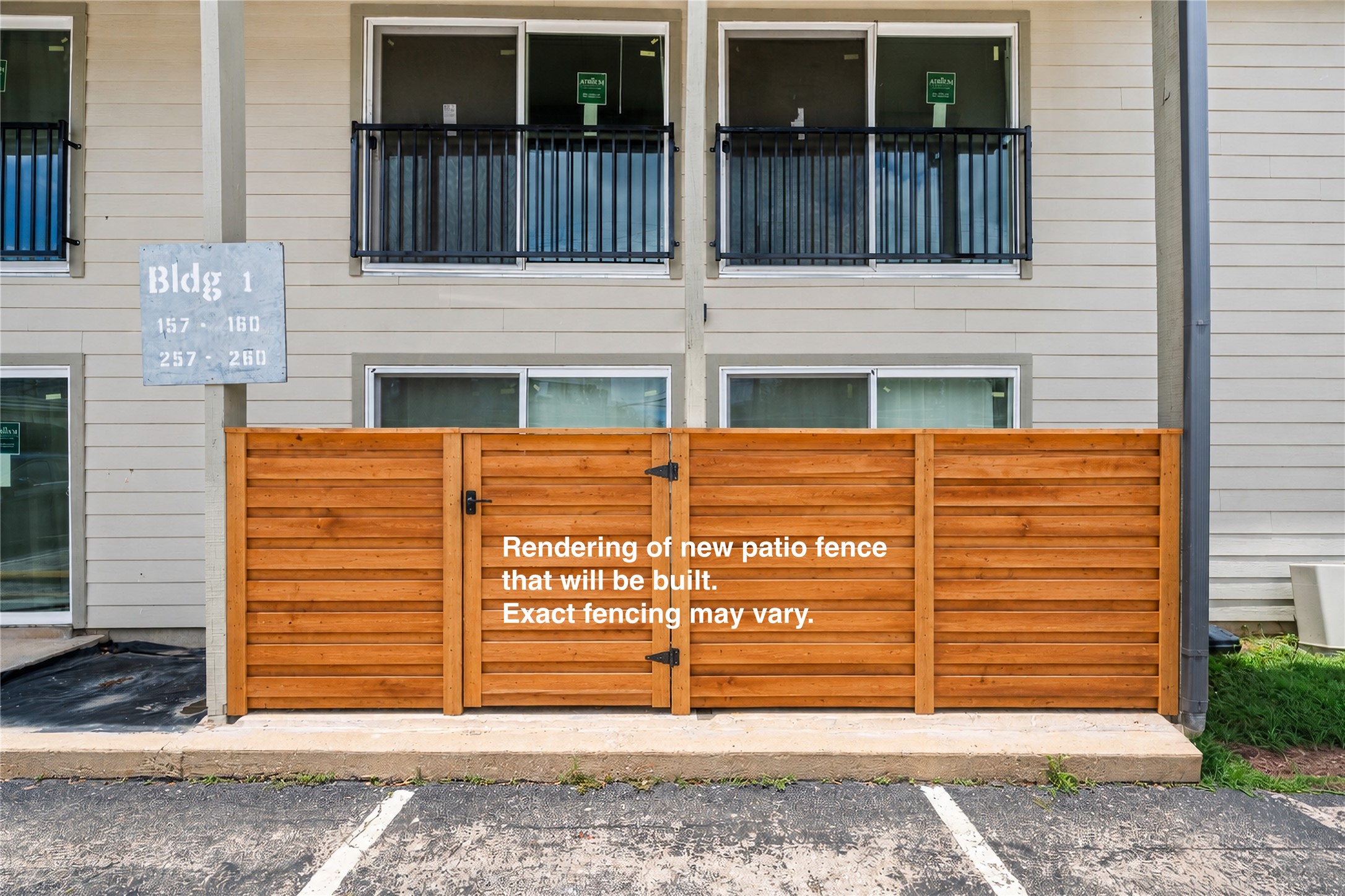 2124 Burton Drive, Unit 159 Austin, TX 78741 - Photo 18 of 23 A new horizontal plank fence encloses a private outdoor space, enhancing this building's exterior.