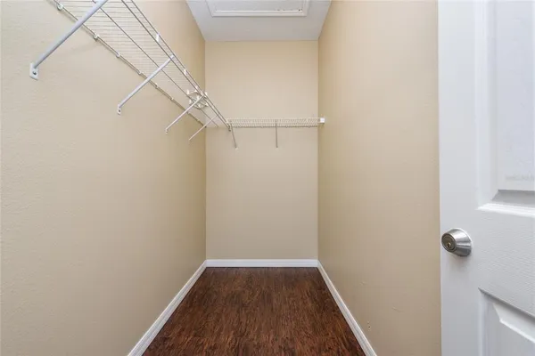 a view of a room with racks on the wall