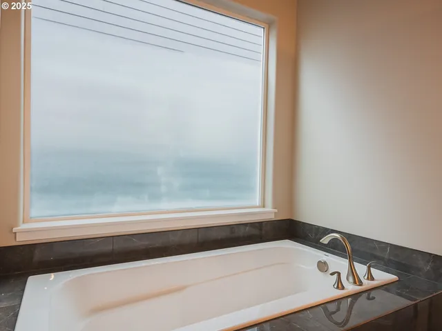 a bathroom with a bathtub