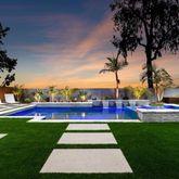 a view of an outdoor space and swimming pool