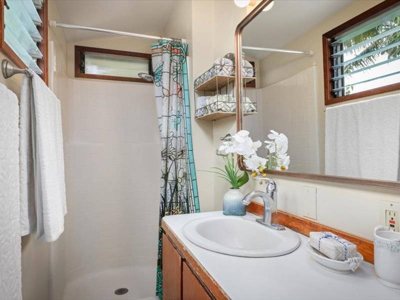 84-5193 Hawaiʻi Belt Road Captain Cook, HI 96704 - Photo 28 of 30 a bathroom with a sink a toilet and shower