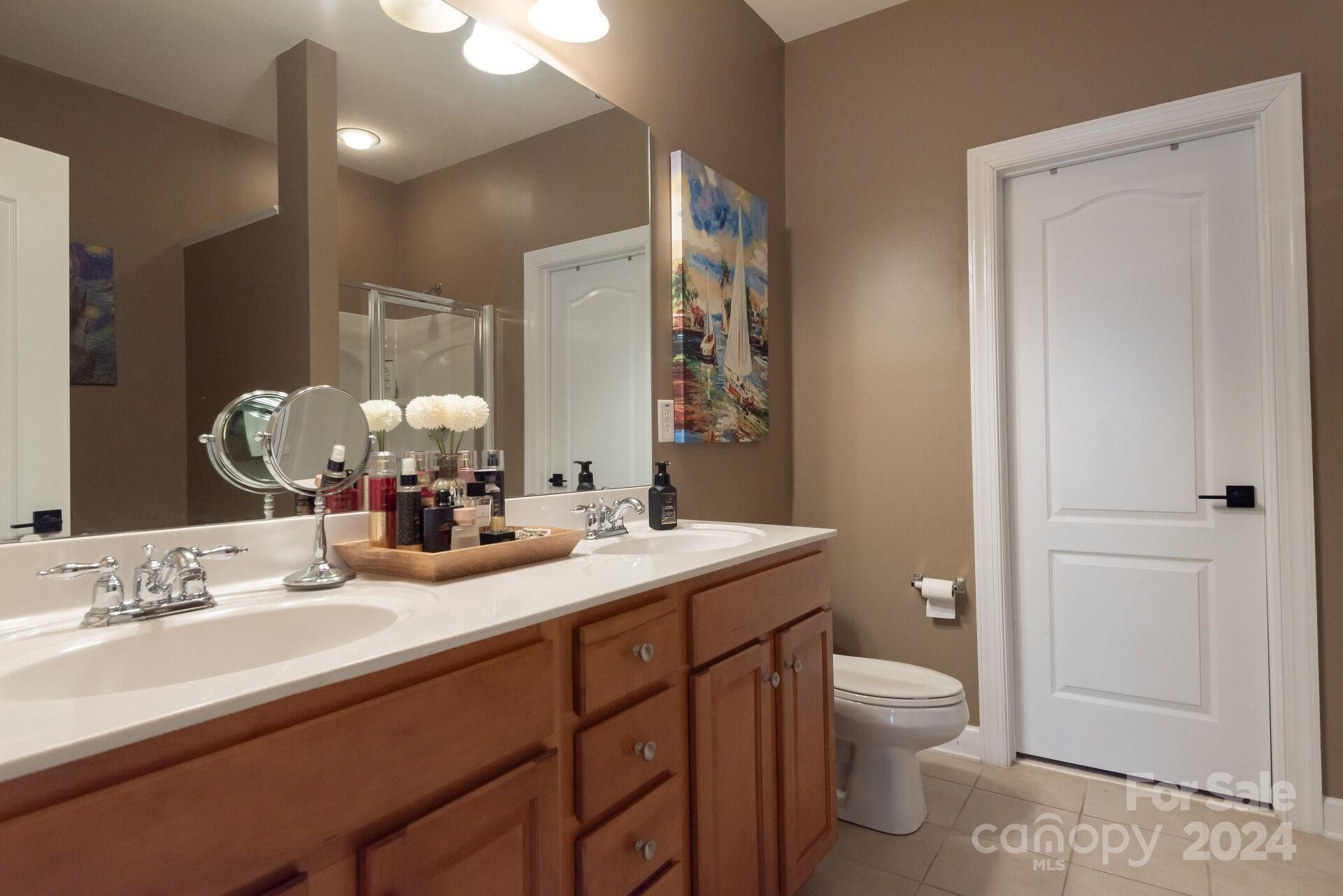 6725 Dusty Saddle Road Charlotte, NC 28277 - Photo 13 of 29 a bathroom with a toilet a sink and mirror