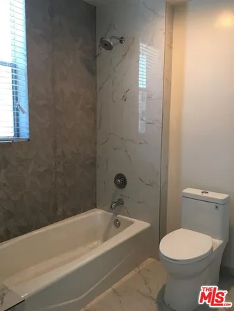 a bathroom with a toilet and a bathtub