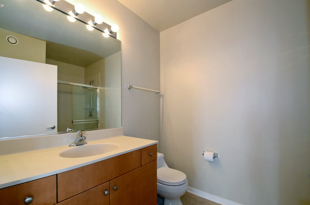 807 Davis Street, Unit 1405 Evanston, IL 60201 - Photo 10 of 12 a bathroom with a sink and a mirror