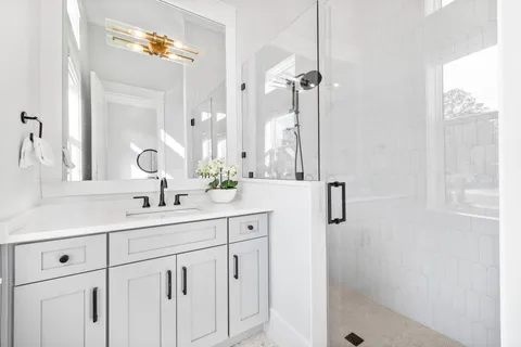 a bathroom with a shower