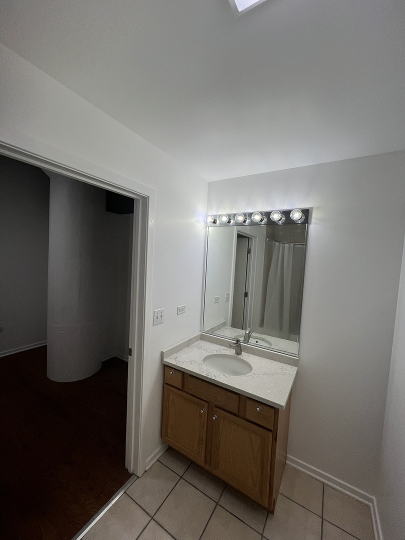 1525 South Sangamon Street, Unit 317P Chicago, IL 60608 - Photo 27 of 27 a bathroom with a sink and a mirror