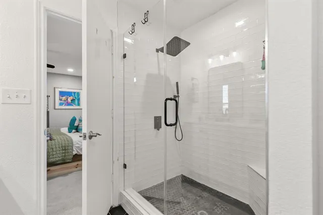 a bathroom with a shower