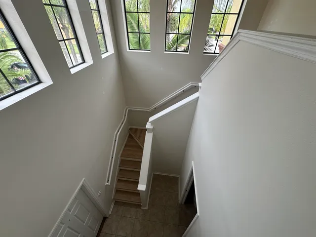 a view of a backyard with a tree