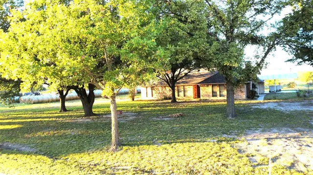 a view of house with backyard and tree