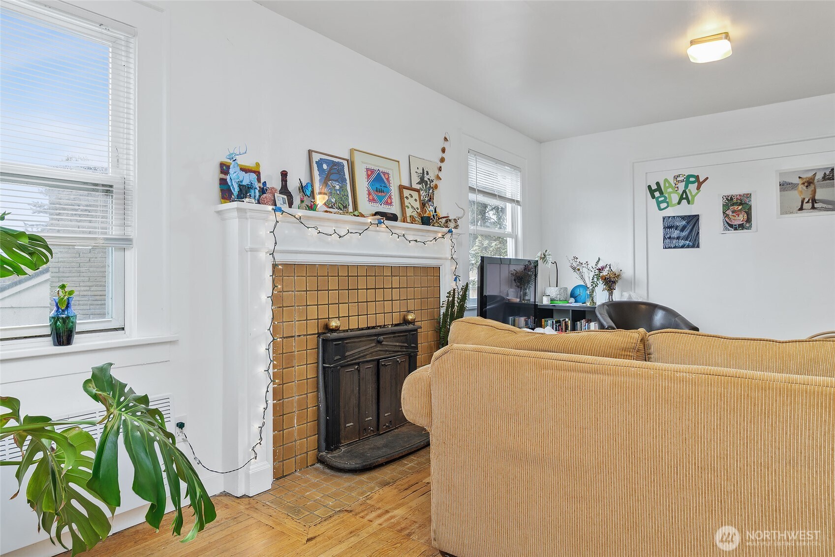 2209 East Roanoke Street Seattle, WA 98112 - Photo 9 of 31 a living room with furniture a fireplace and a potted plant