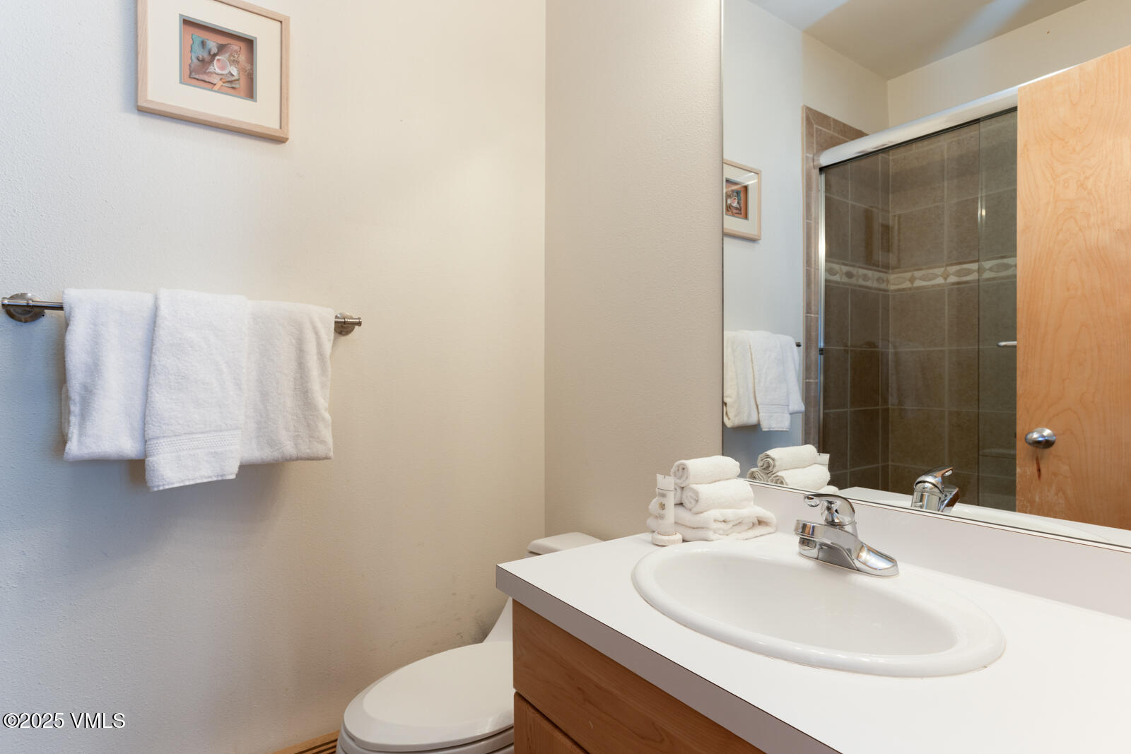 1230 Lions Ridge Loop, Unit 2D Vail, CO 81657 - Photo 29 of 42 a bathroom with a sink vanity mirror and toilet