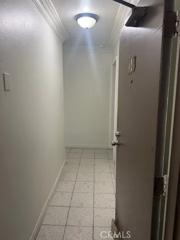 an empty room with a door