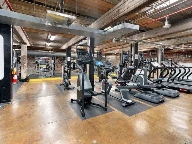a view of a room with gym equipment