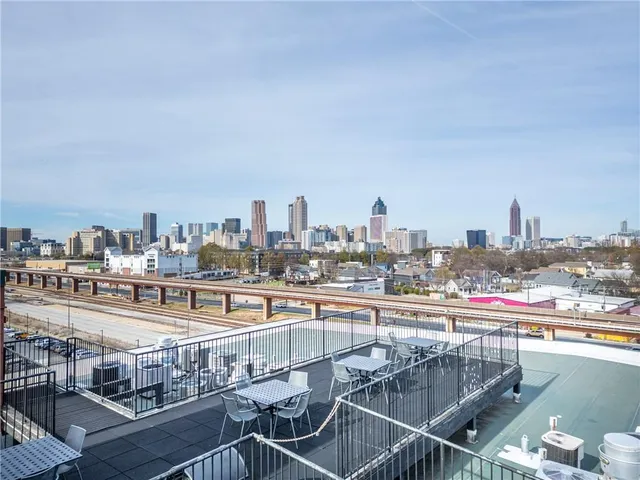 a view of a city from a balcony