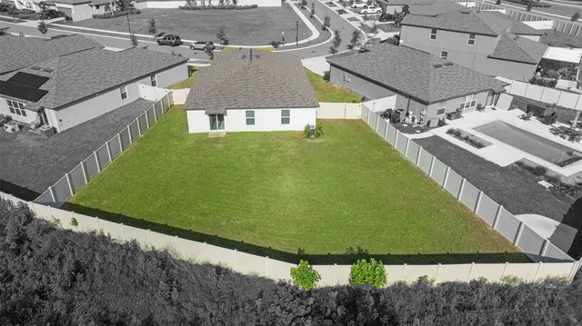 an aerial view of a house