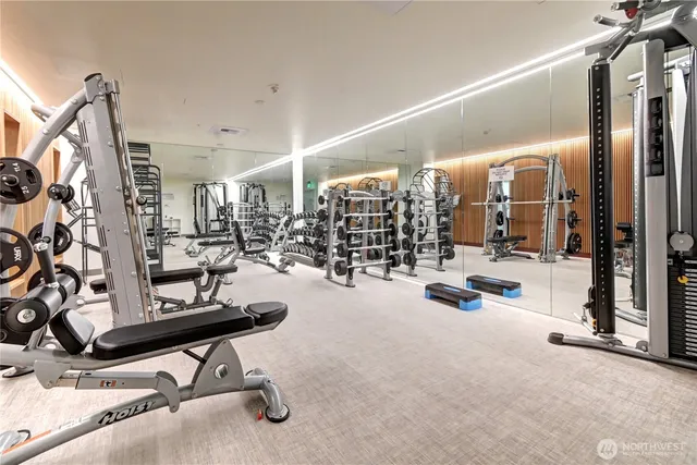 a view of a room with gym equipment
