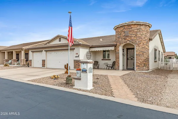 a front view of a house with entertaining space