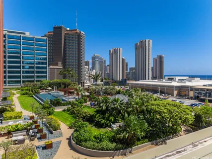 a view of a city with tall buildings