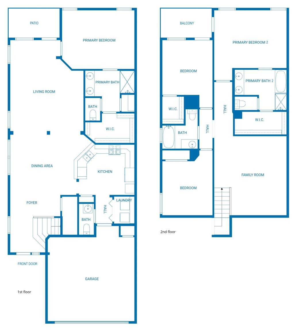 7301 Bandera Ranch Trail, Unit A Austin, TX 78750 - Photo 2 of 20 A detailed layout highlighting distinct living zones and private quarters across two levels.