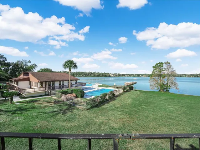 a view of a garden with houses