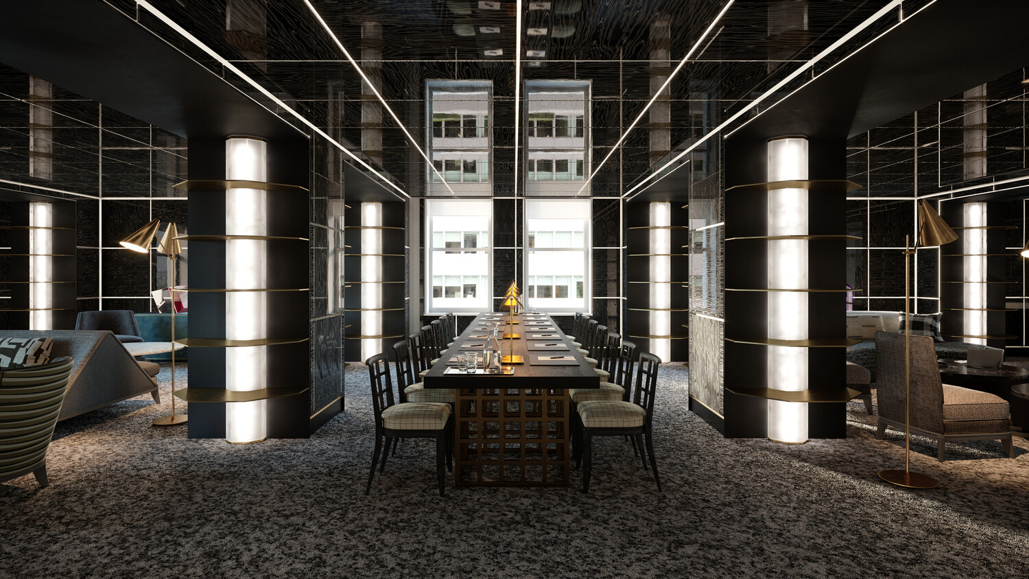 303 Park Avenue, Unit 2022 Manhattan, NY 10022 - Photo 24 of 27 a kitchen with refrigerator and chairs