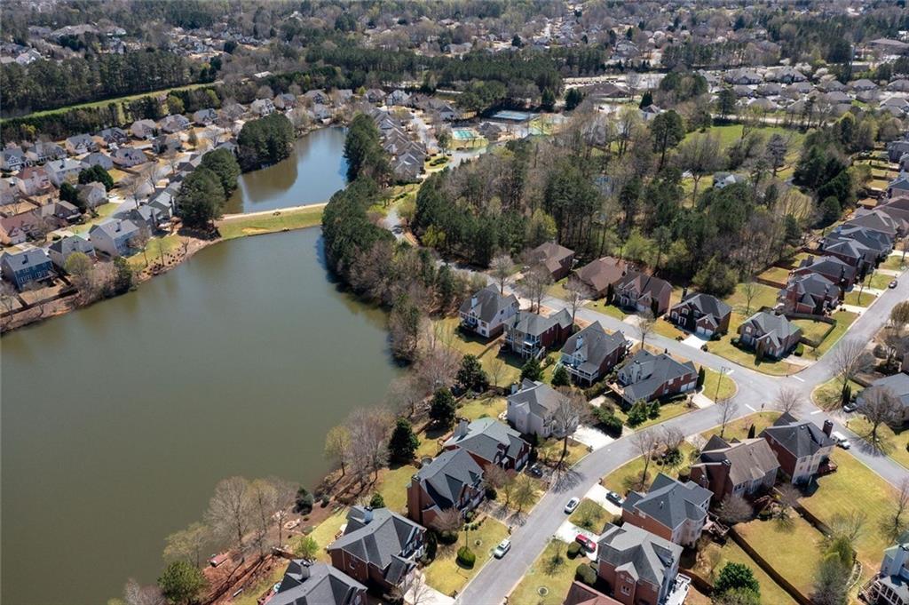 12857 Waterside Drive Alpharetta, GA 30004 - Photo 54 of 60 an aerial view of a houses with a lake view