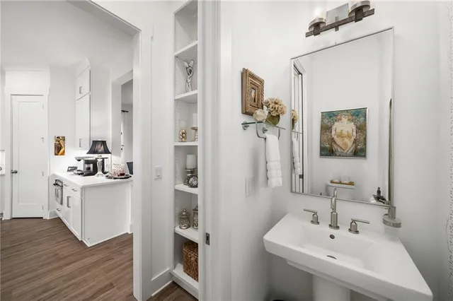 a bedroom with a bed and furniture