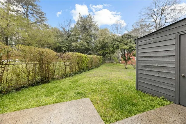 a view of a garden with pathway